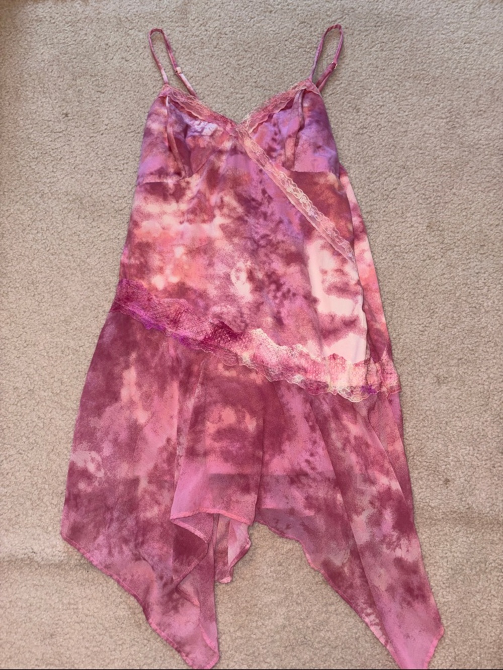 Pink & Mauve Tie-Dye Hem Slip Dress